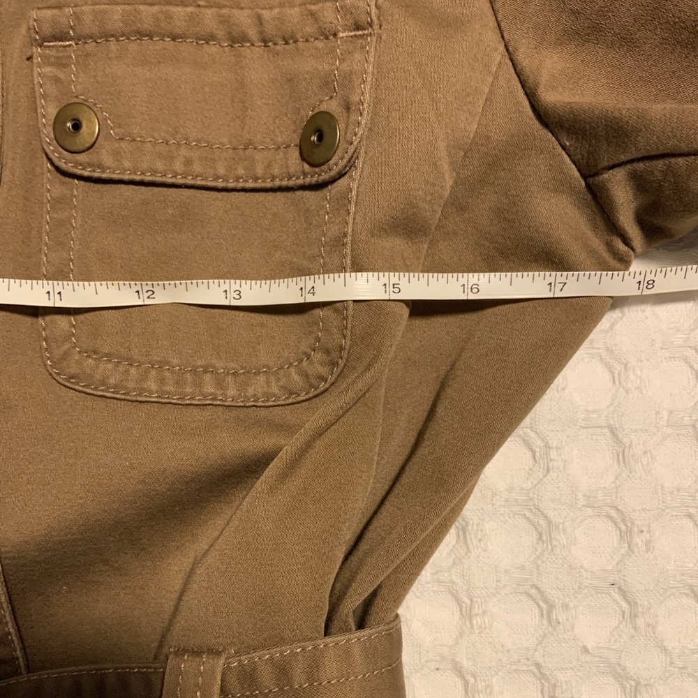 J Crew Tan Safari Style Belted Button Front Cotton Jacket S - Picture 12 of 13